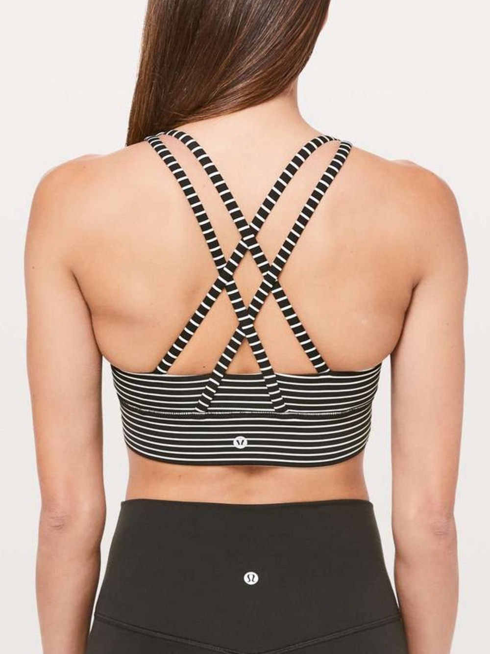 Lululemon Energy Bra Black and White Stripe size 4